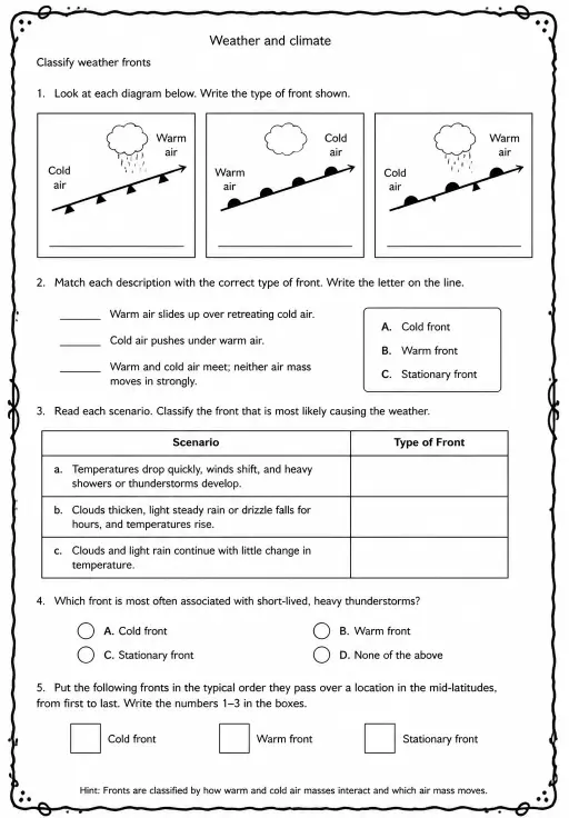 Classify weather fronts