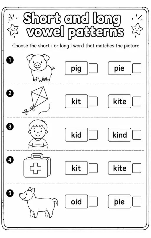 Choose the short i or long i word that matches the picture