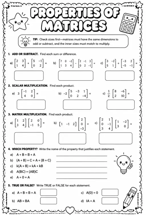 Properties of matrices