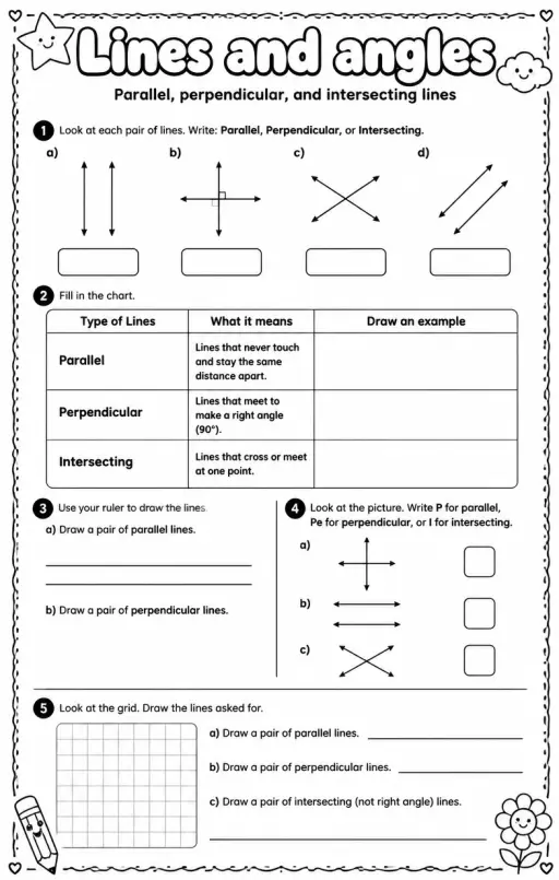 Parallel, perpendicular, and intersecting lines