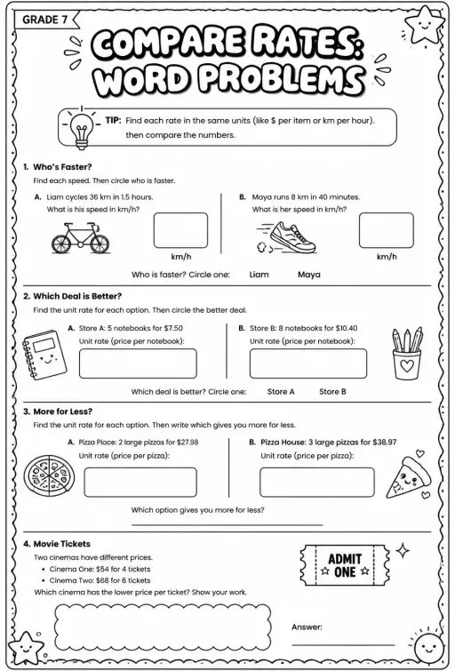 Compare rates: word problems