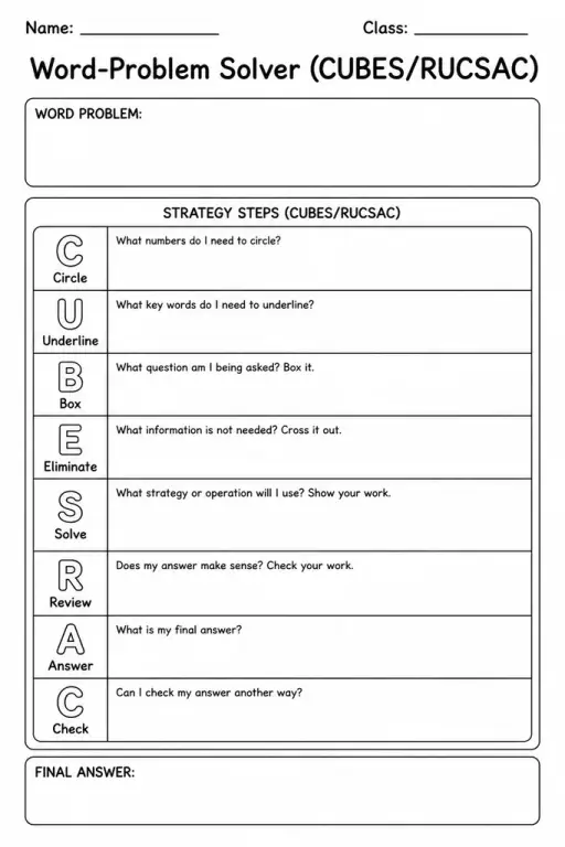 Word-Problem Solver (CUBES/RUCSAC)