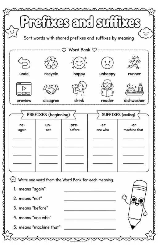 Sort words with shared prefixes and suffixes by meaning