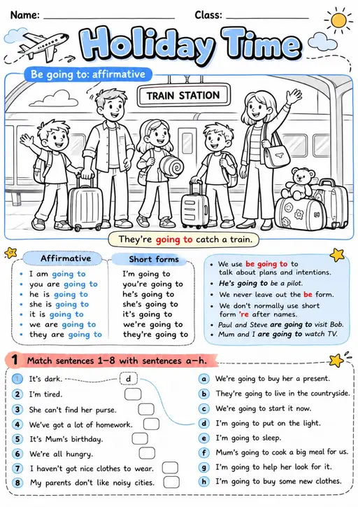 Be Going To Future: Holiday Time 2 | Grades 3-4 Grammar Worksheet