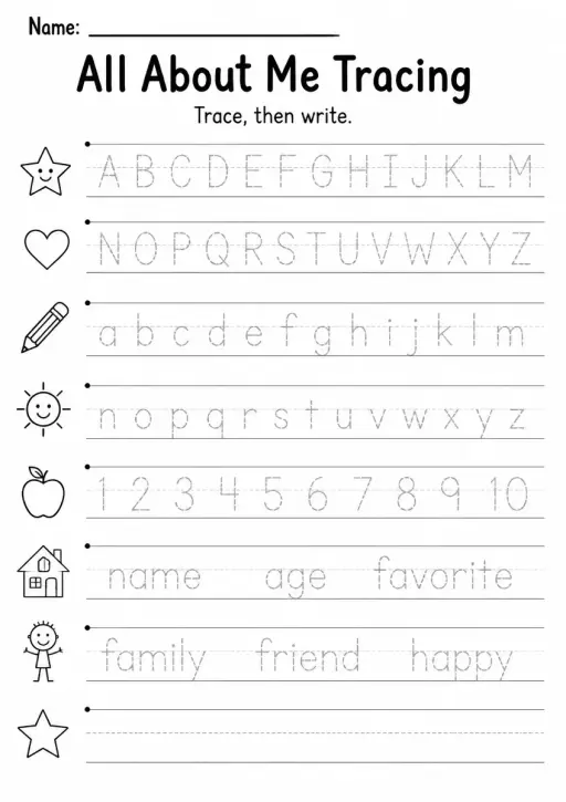 All About Me Tracing — Grade 2