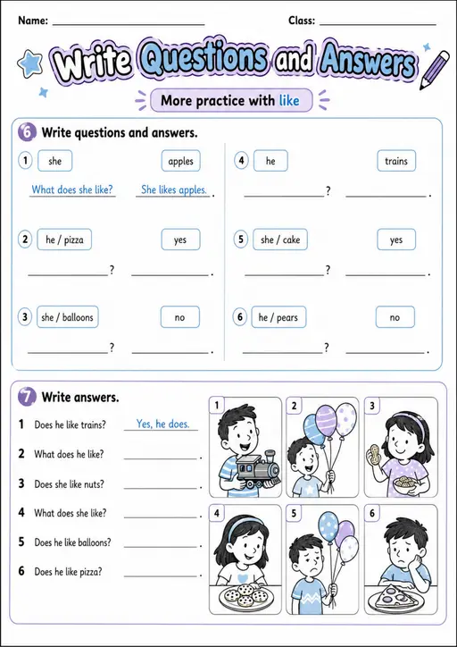 Write Questions And Answers | Grades 2-3 Grammar Worksheet
