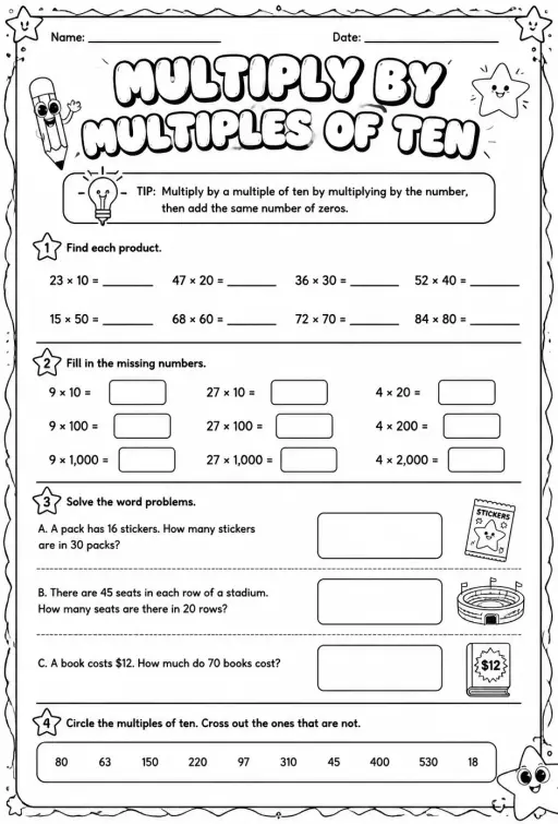Multiply by multiples of ten