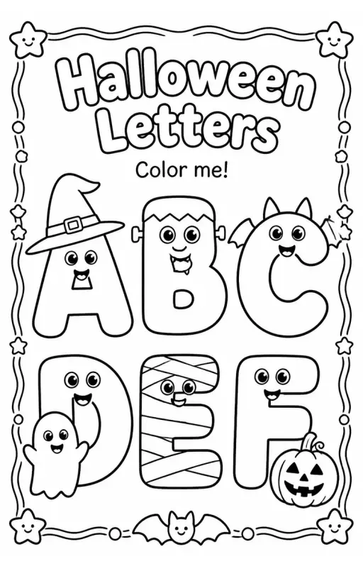 Halloween Letters Coloring Page