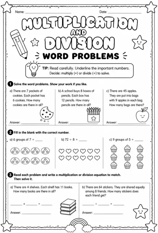 Multiplication and division word problems