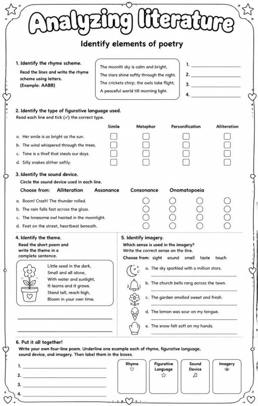Identify elements of poetry