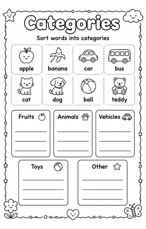 Sort words into categories
