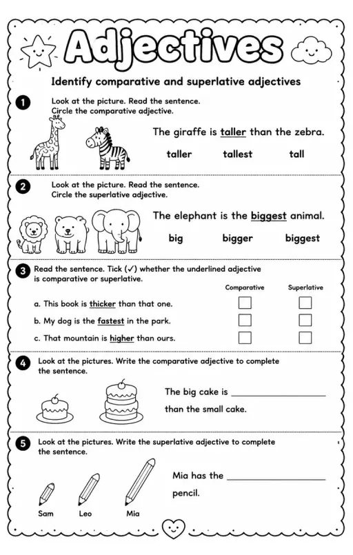 Identify comparative and superlative adjectives