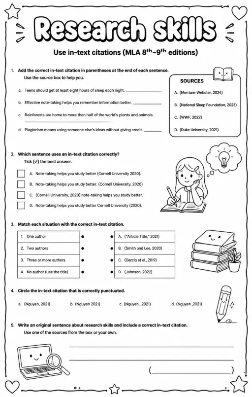 Use in-text citations (MLA 8th–9th editions)