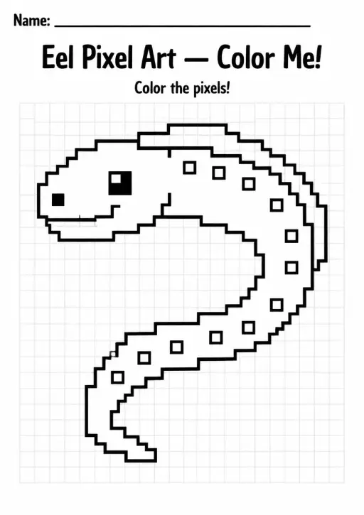 Eel Pixel Art Coloring Page