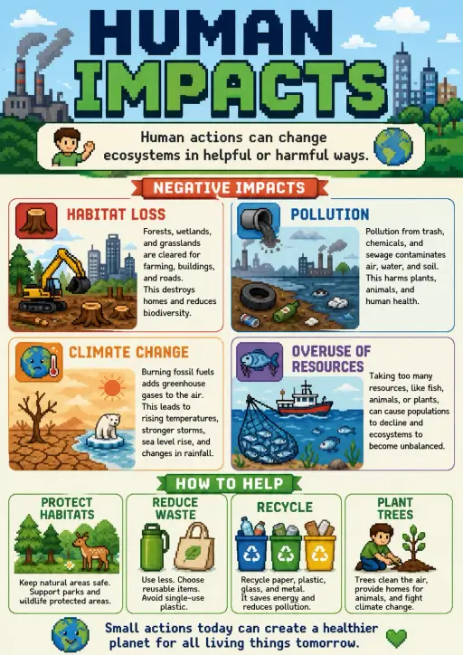 Human Impacts Ecosystems Infographic