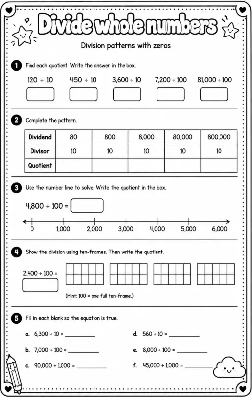 Division patterns with zeros