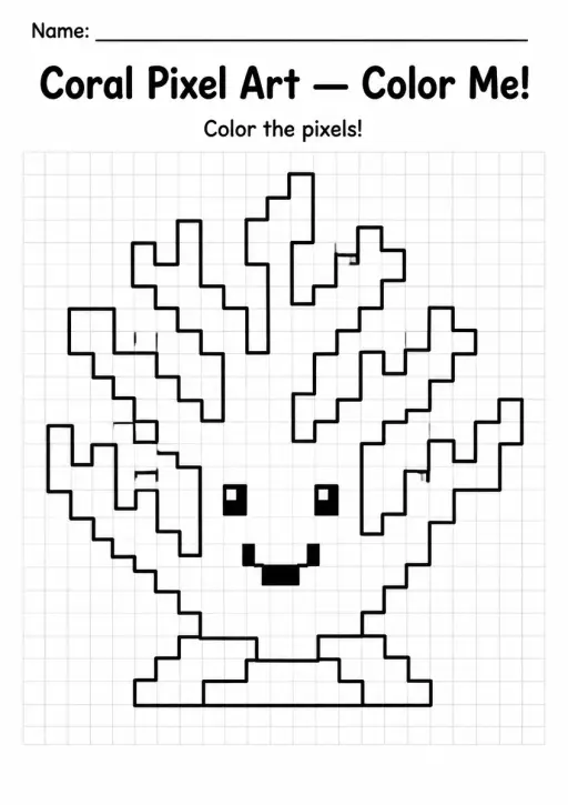 Coral Pixel Art Coloring Page