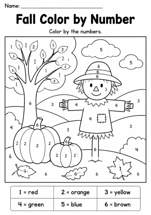 Fall Color by Number — Grade 2