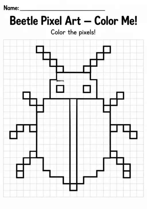 Beetle Pixel Art Coloring Page