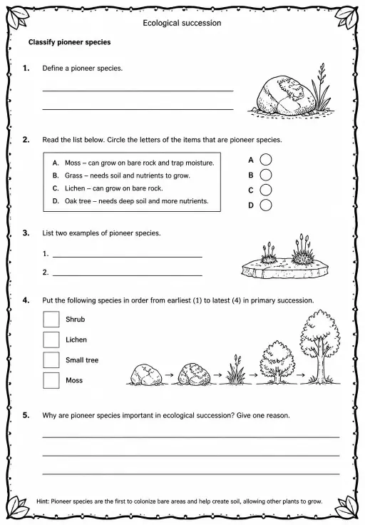 Classify pioneer species
