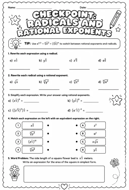 Checkpoint: Radicals and rational exponents