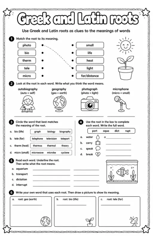 Use Greek and Latin roots as clues to the meanings of words