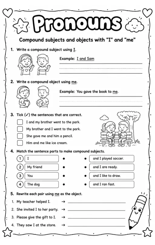 Compound subjects and objects with "I" and "me"