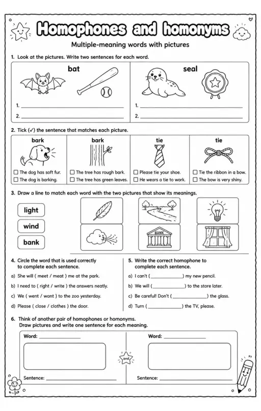 Multiple-meaning words with pictures