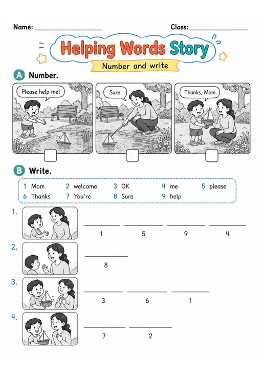 Helping Words Pack - 2 Worksheets | Grade 1