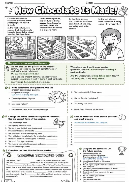 How Chocolate Is Made: Passive Voice 2 | Grades 5-6 Grammar Worksheet