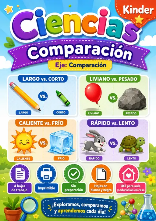 Kinder - Comparación - Paquete de ciencias en español