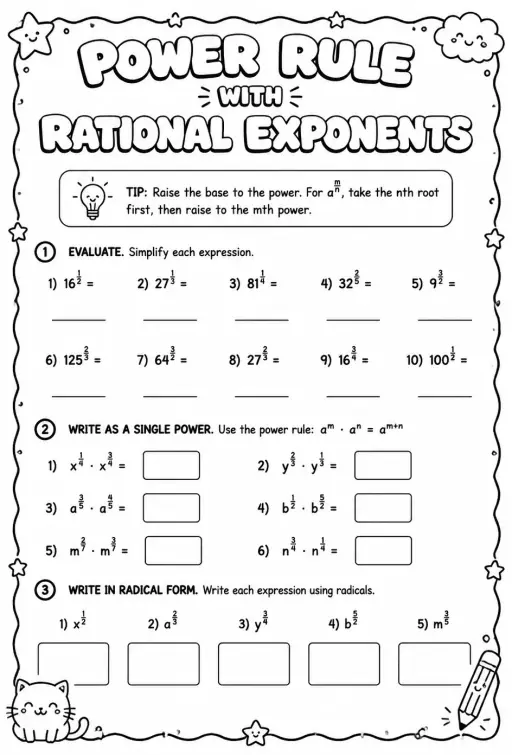 Power rule with rational exponents
