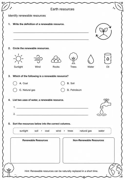 Identify renewable resources