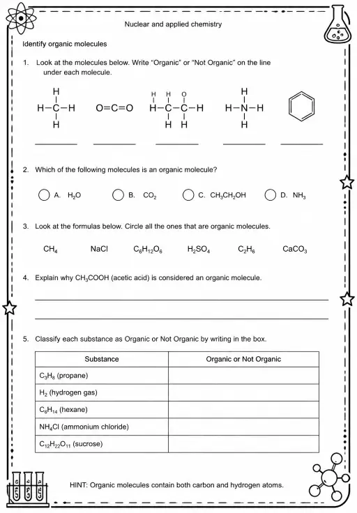Identify organic molecules