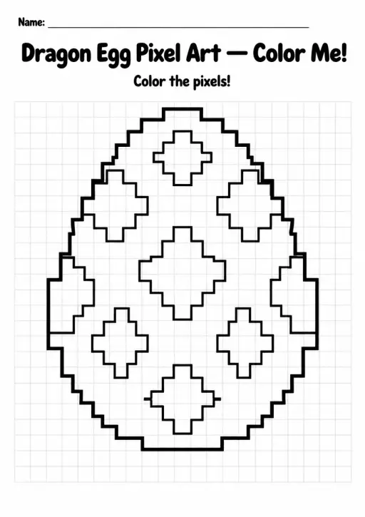 Dragon Egg Pixel Art Coloring Page