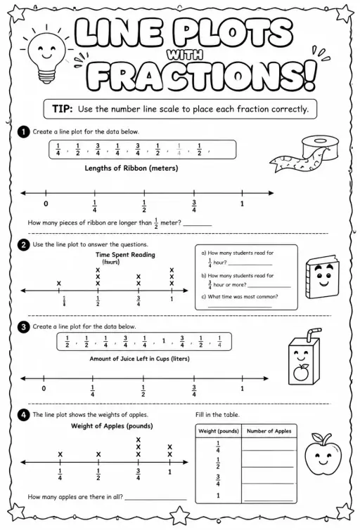 Create and interpret line plots with fractions