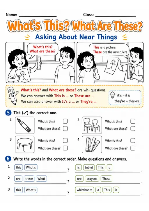 What'S This? What Are These? | Grades 2-3 Grammar Worksheet