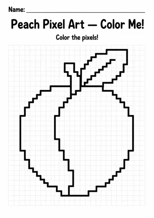 Peach Pixel Art Coloring Page