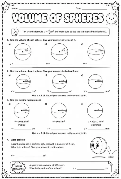 Volume of spheres