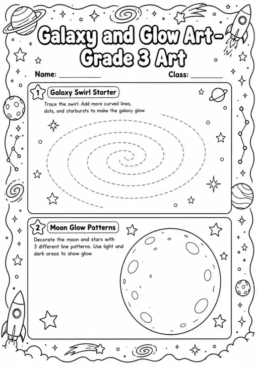 Galaxy and Glow Art Worksheet Pack
