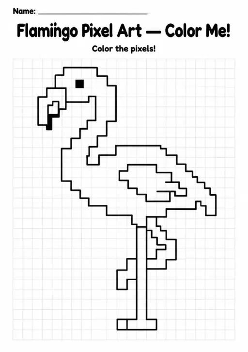 Flamingo Pixel Art Coloring Page