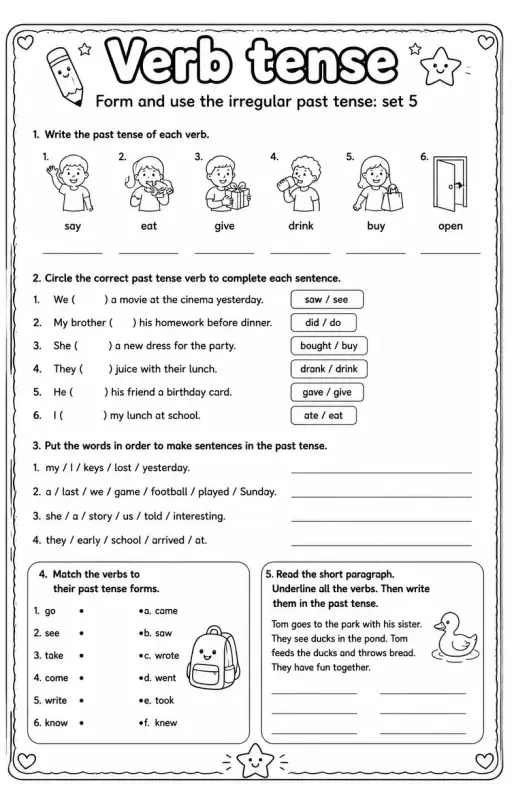 Form and use the irregular past tense: set 5