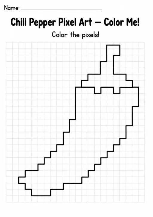 Chili Pepper Pixel Art Coloring Page