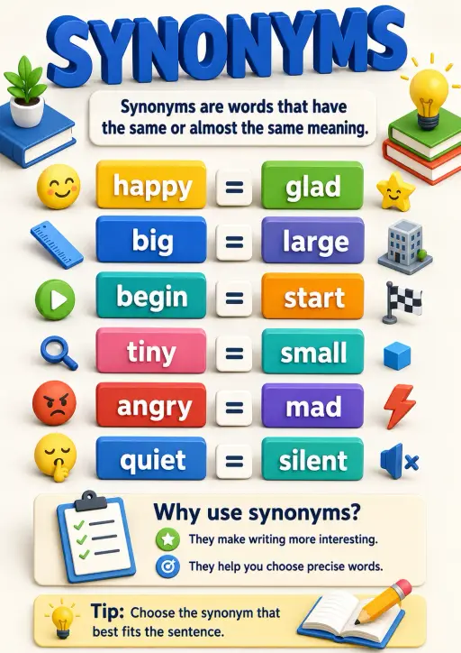 Synonyms Vocabulary Infographic