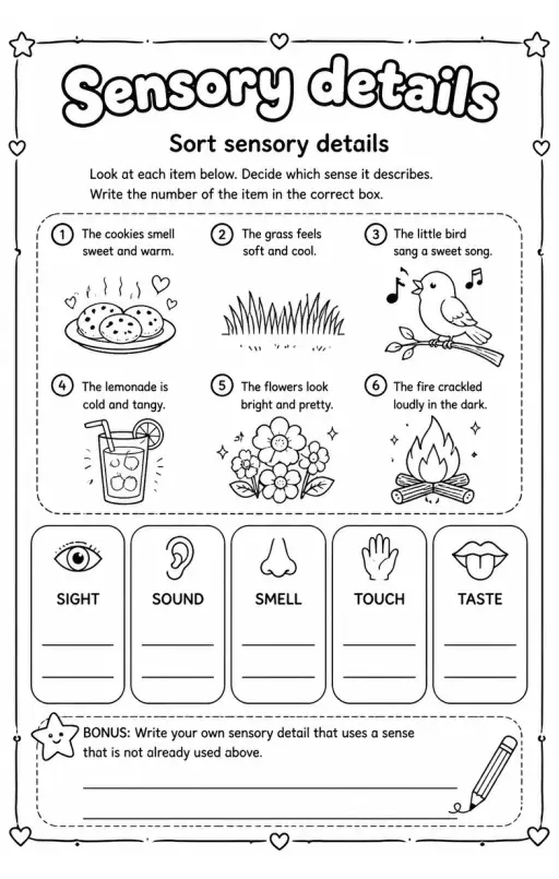 Sort sensory details