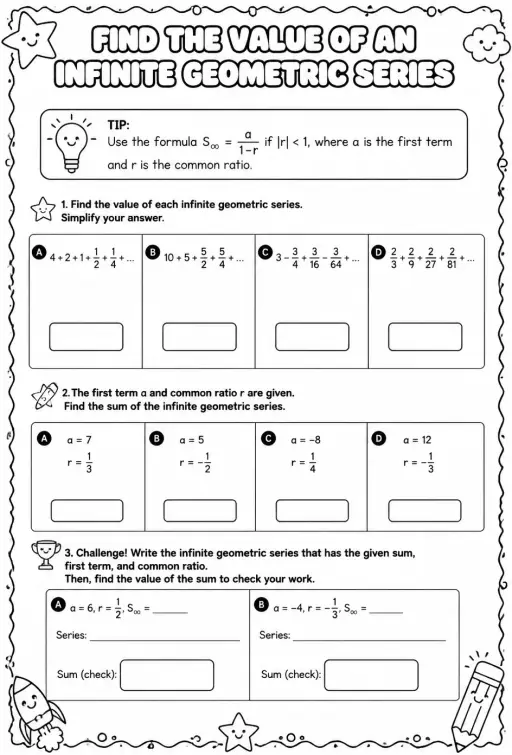 Find the value of an infinite geometric series