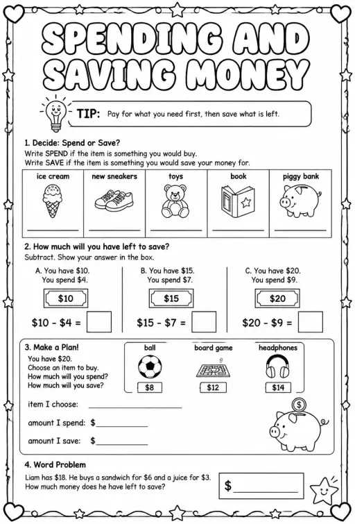 Spending and saving money
