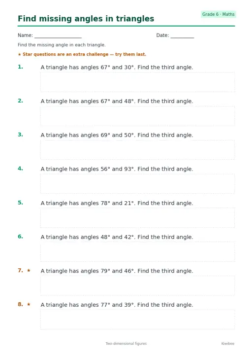 Find missing angles in triangles