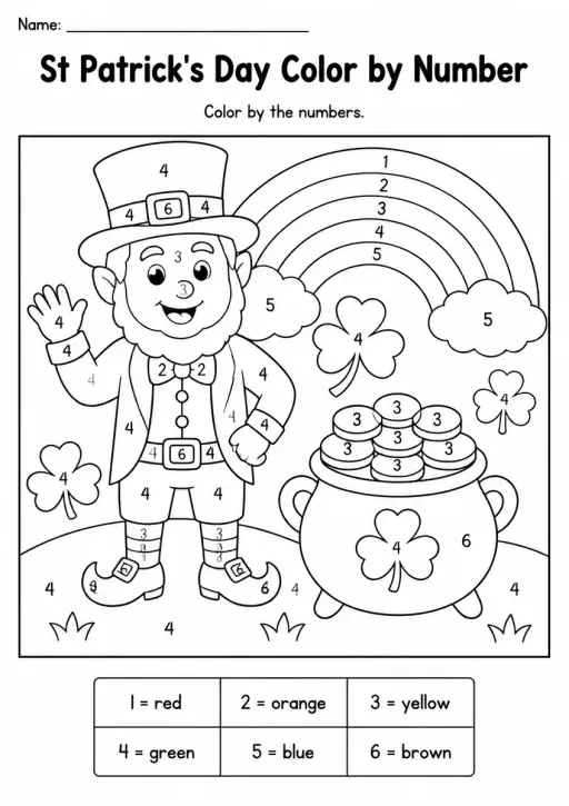 St Patrick's Day Color by Number — Grade 3