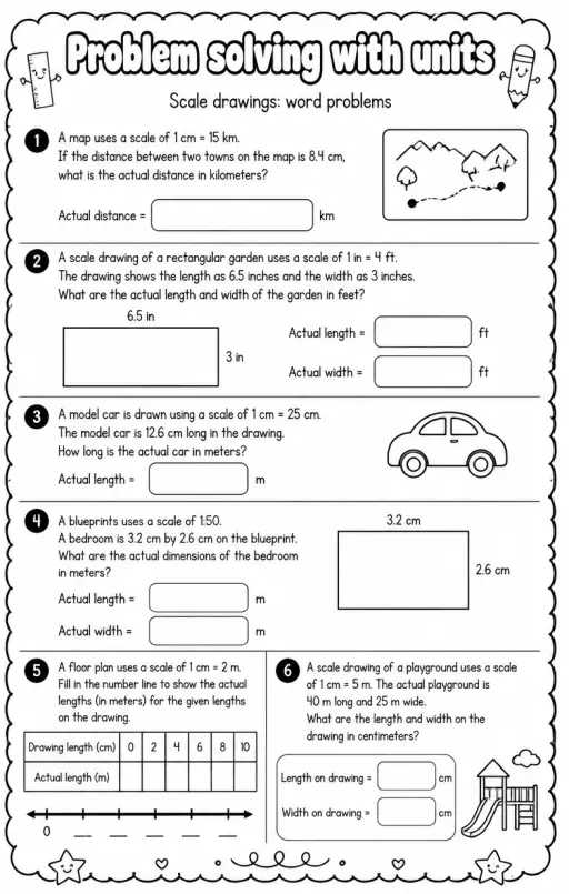 Scale drawings: word problems